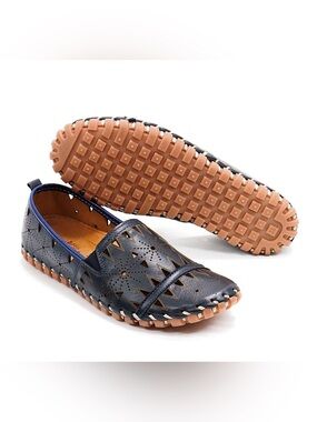 Spring step fusaro laser cut leather loafers shoes size 37 or 6.5/7